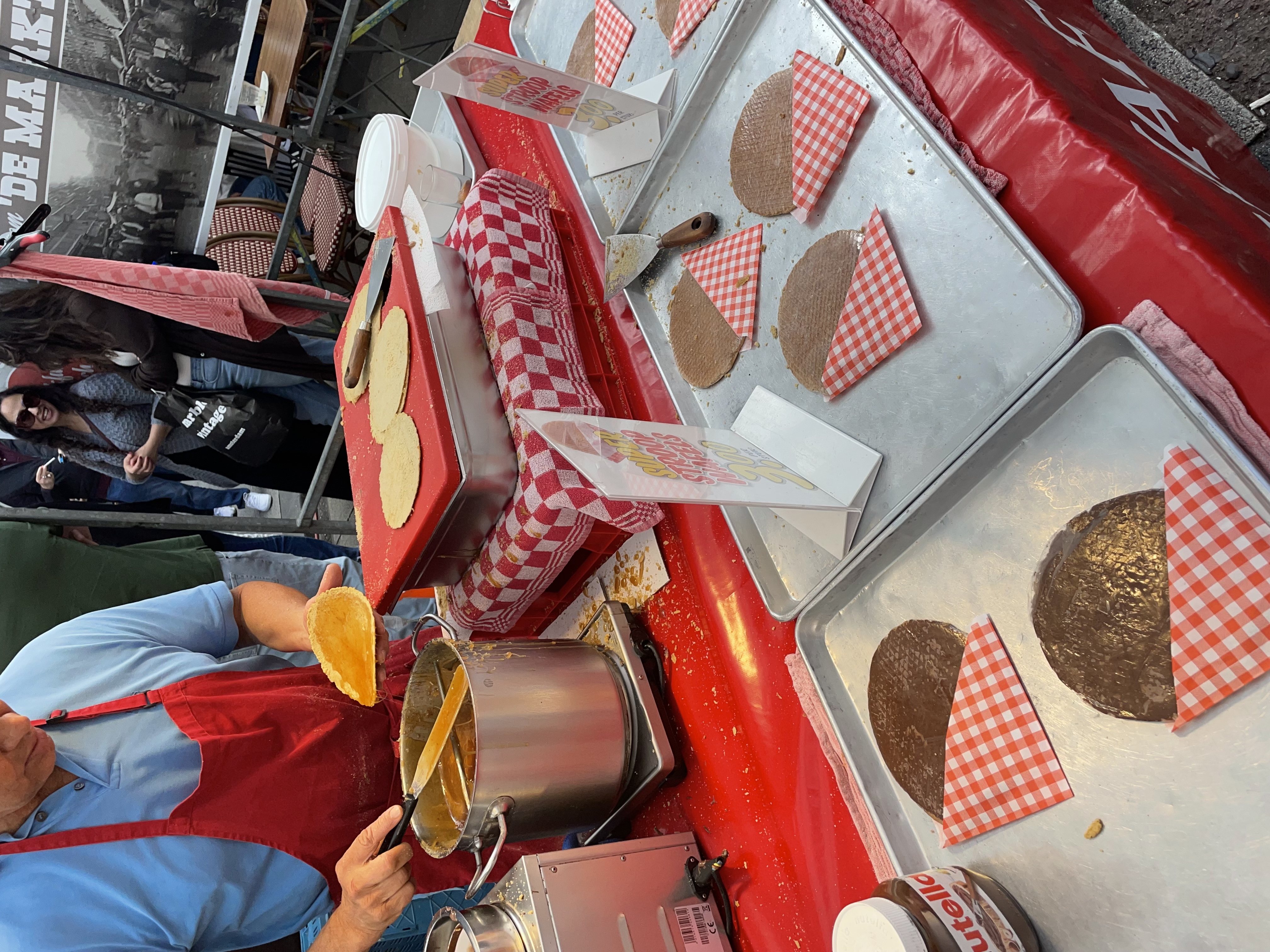Fresh stroopwafels being made at an Amsterdam market